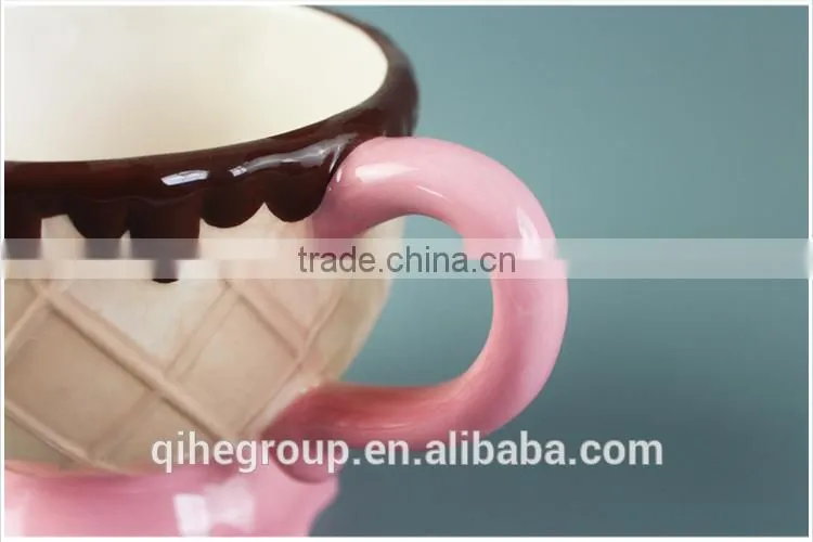 pink ceramic coffee mug with 3D cookie shaped