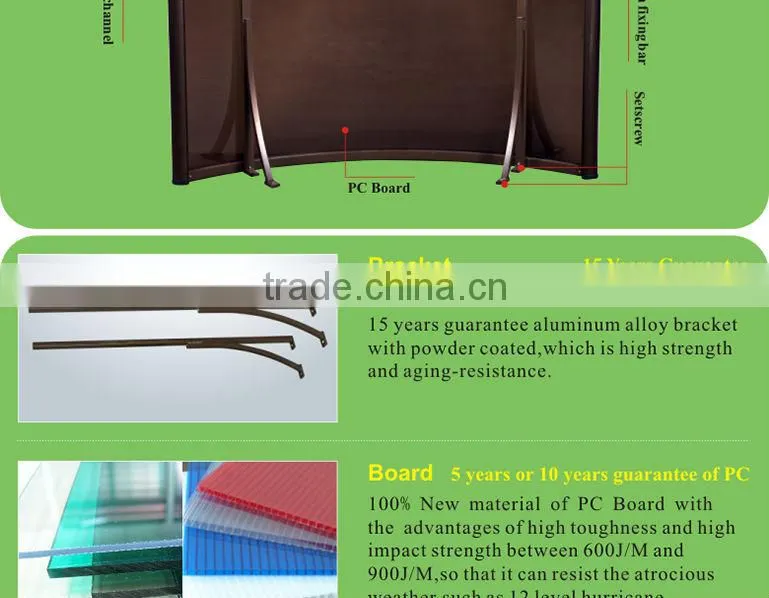 Factory price! Euro-design! outdoor polycarbonate aluminium awning parts size 1200x1600mm