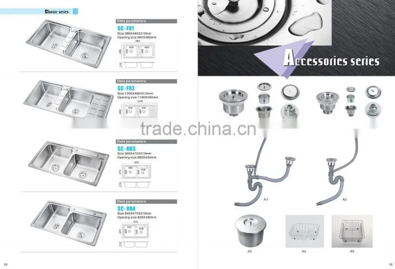SC-108 Kitchenware with drainer heat handmade stainless steel sink table