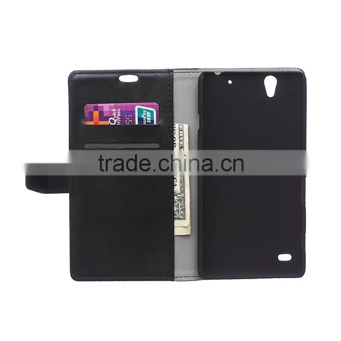 Wholesale Flip Cover Leather Case For Sony C4,For Sony C4 Book Cover Stand Case