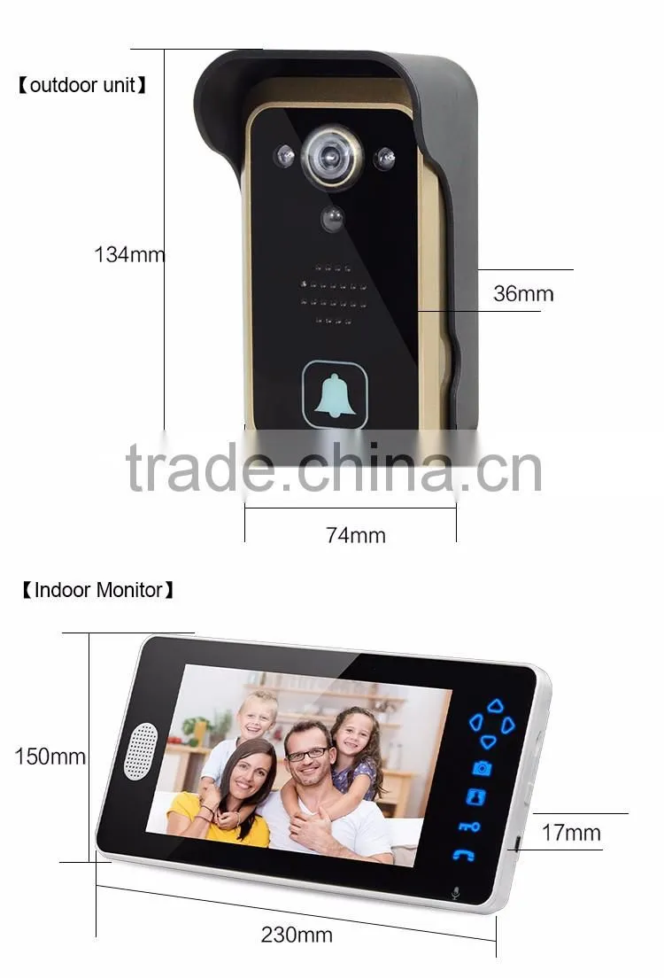 Home Security 1 Camera 3 Monitors Wireless Color Video Doorphone