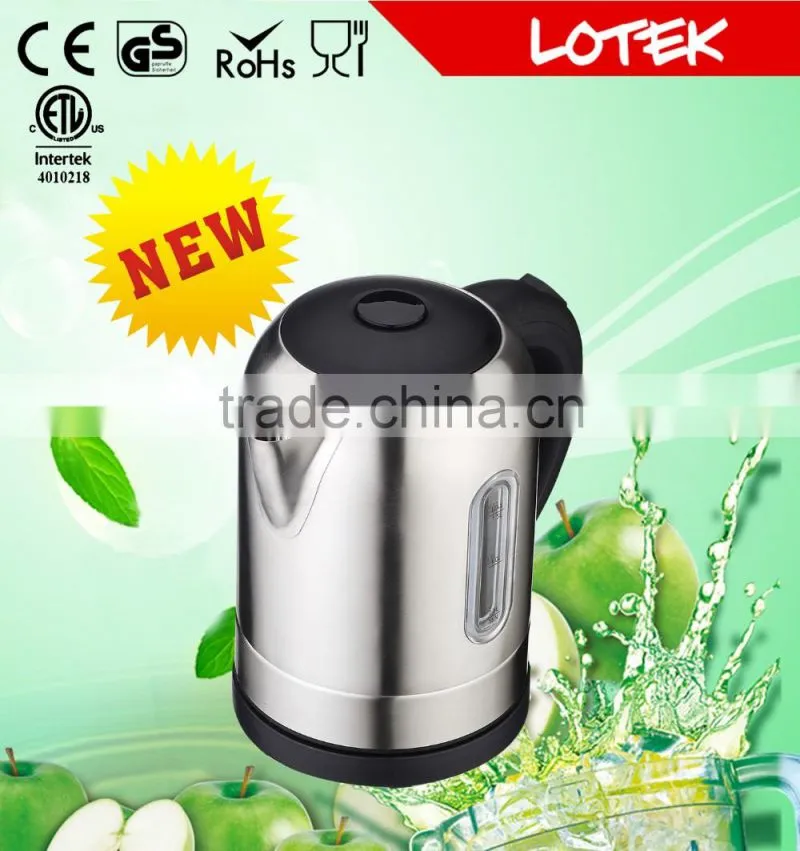 home appliance striking blue LED secure clik on lid stainless steel electric kettle
