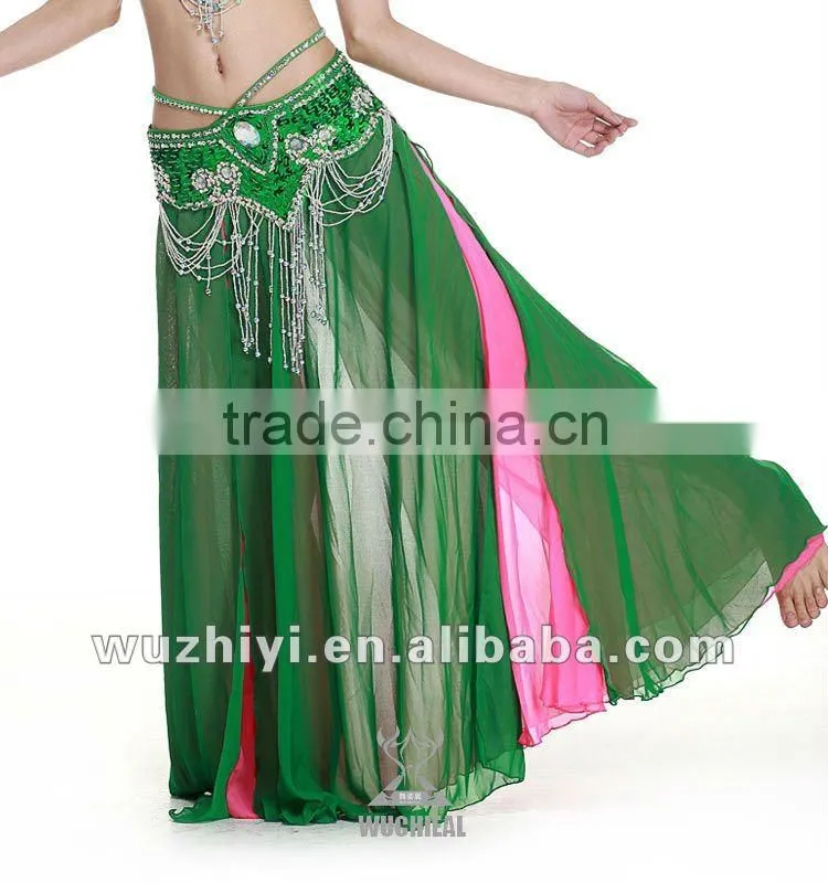 Wholesale new hot selling sexy chiffon bellydance skirts, women's long chiffon belly dance skirts (QC1033)