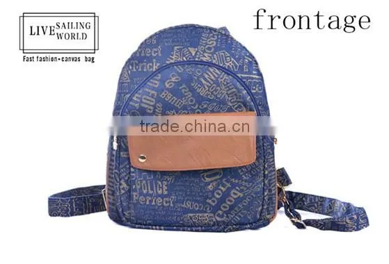 2016 new arrival wholesale teenage girls canvas backpack