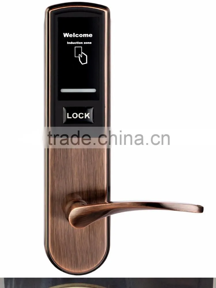 Low price Zinc Alloy rfid card security handle safe digital hotel smart keyless electronic lock