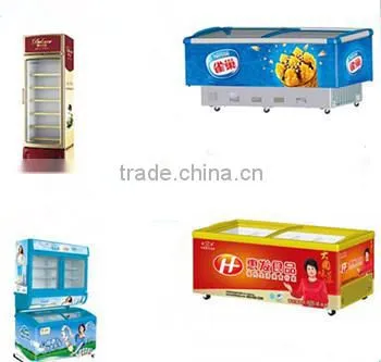 TOP QUALITY double glass door curved chest freezer for sale