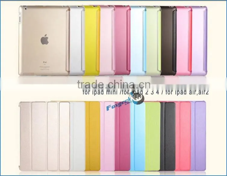 Ultra slim leather case for ipad air 2, protective cover for ipad mini 3 folding leather cover with wake up/sleep for ipad 2