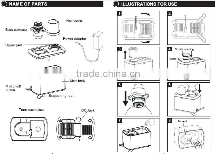 2015 china manufacture top quality best price Portable Ultrasonic Aroma Humidifier with 1 year warranty