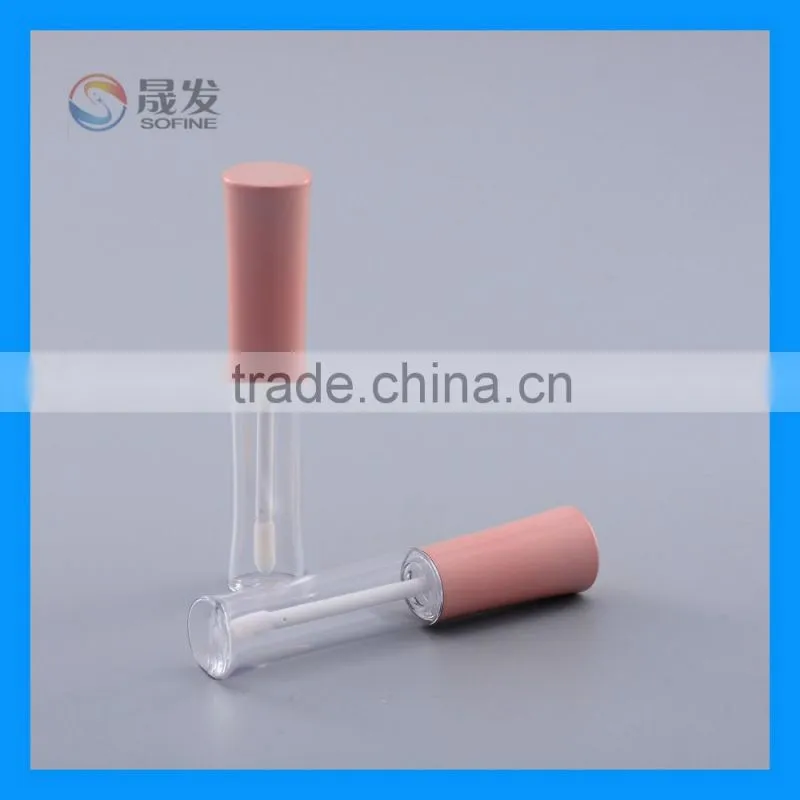 China wholesale 10ml clear plastic lip gloss hard tube with pink cap