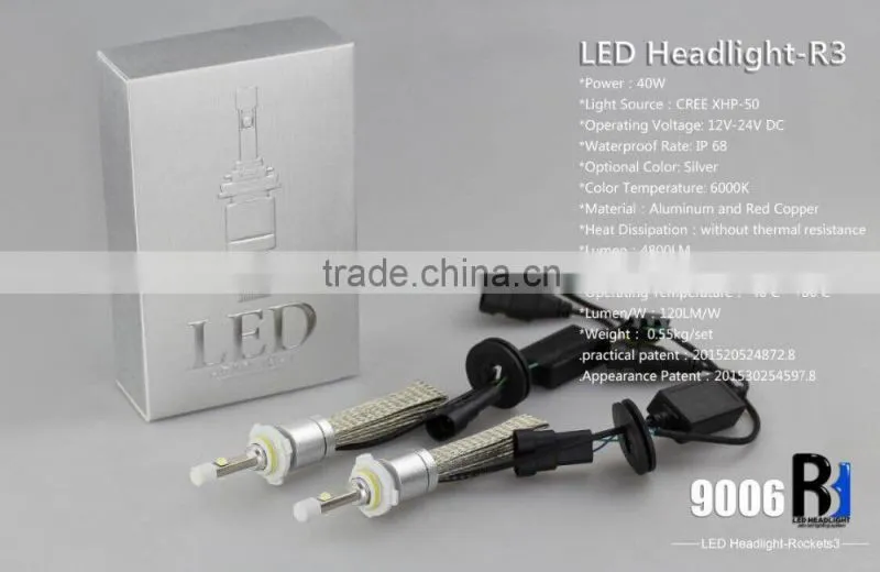 high lumens led auto headlights for 9006