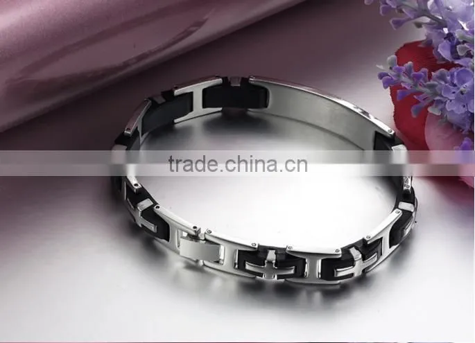 Daihe the latest stainless steel&genuine silicone bracelet for men