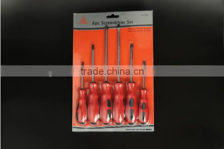 6 PC red massage handle screwdriver set combination Hardware tools cross/a word