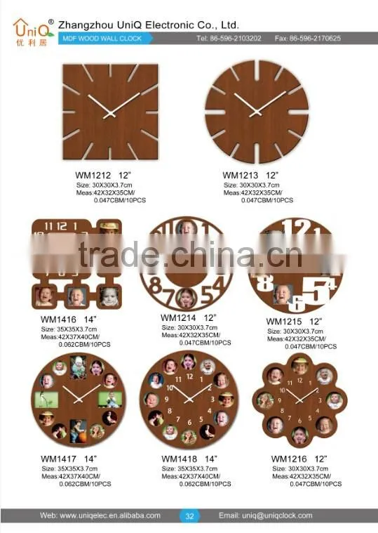 MDF wood mantle table clock for decor