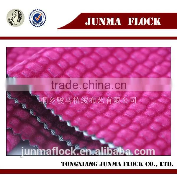 Junma roseo suqare pattern China spray panit flocking fabric for sofa