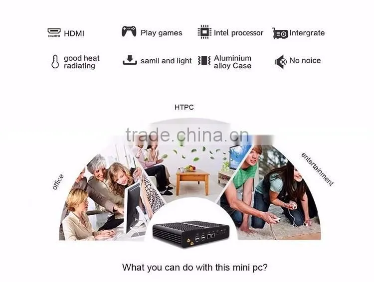 Partaker Fanless B2 Battery Powerful Business Mini PC with 4th 5th Gen Intel Core I7 4500u 5500u 4650u Processor
