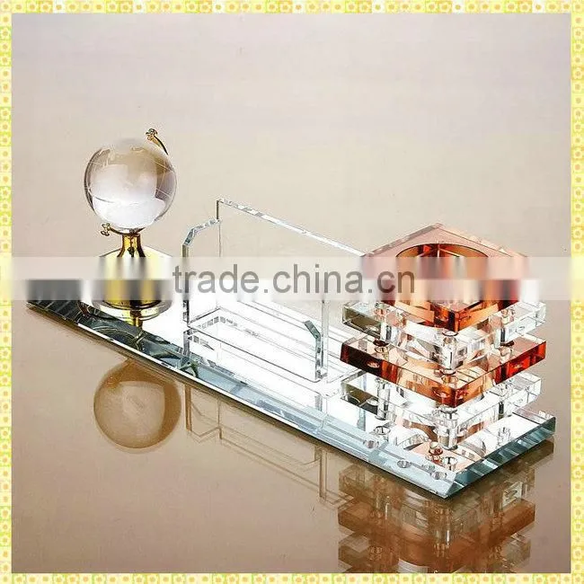 Exquisite Clear Crystal Office Desktop Set With Horse Head Figurines