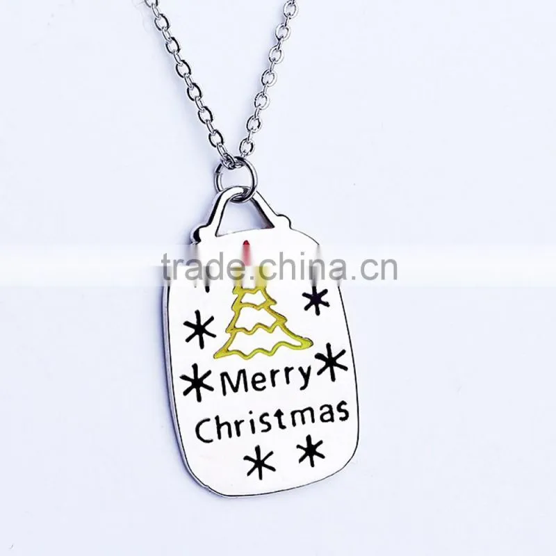 Jingli Jewelry factory direct personalized christmas tree dog tag necklaces for kids (QD-103)