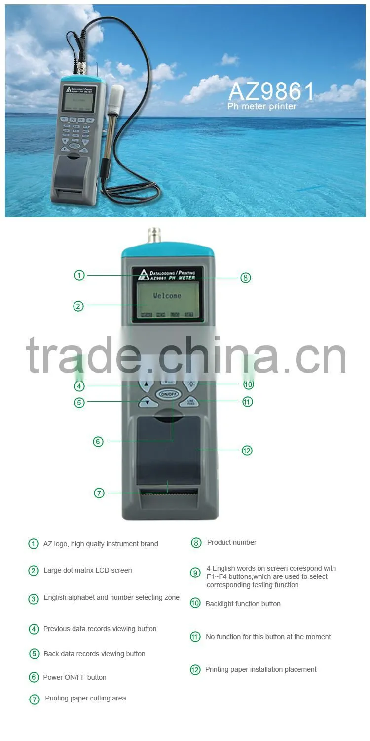 Oxidation Reduction Potential ORP PH Meter AZ9861 Smart Programmer Data Logger Printer