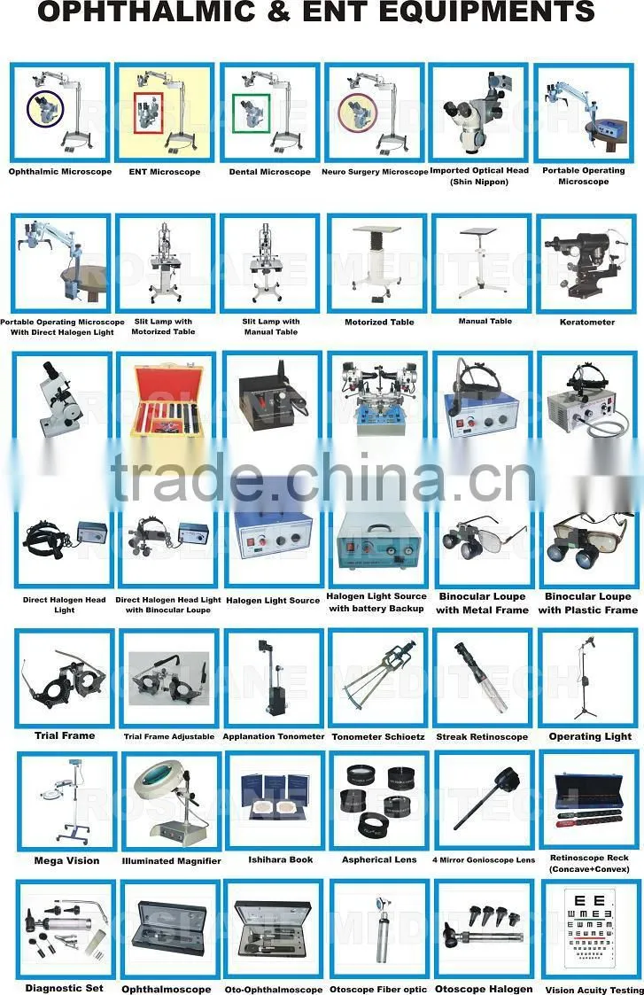 Ophthalmic Instrument / Slit Lamp / Ophthalmic Microscope / Synoptophore / Streak Retinoscope / Cam Vision Stimulator