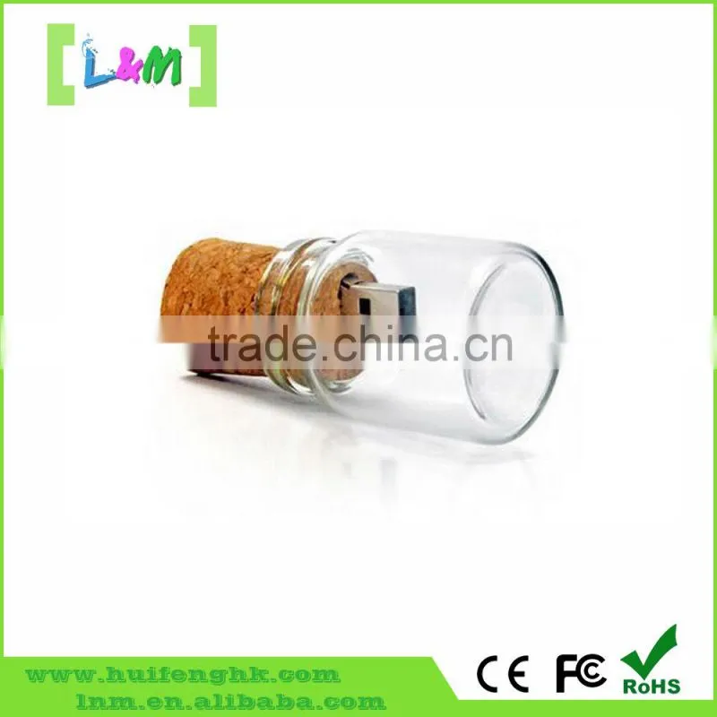 Creative Christmas Gift Glass and Wood Wishing Bottle for Kids USB Flash Drive 32gb