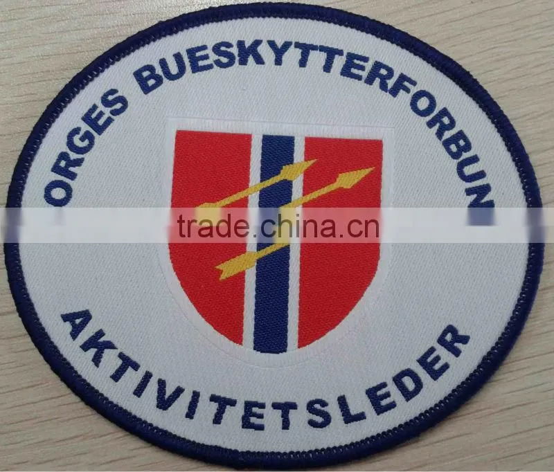 high quality cloth woven patch/badge with laser border