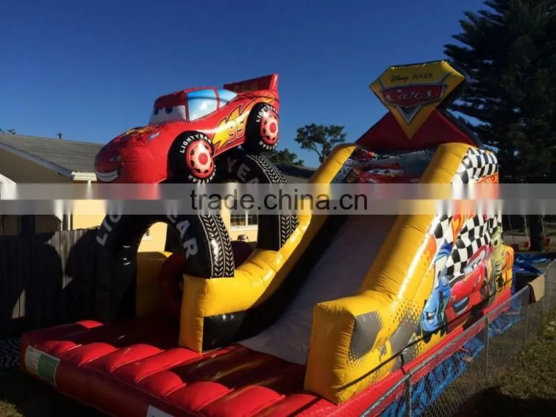 children play game inflatable slides with car obstacle for kids