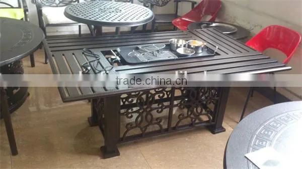 48" x 48" Square Chat Fire Pit Table - Outdoor FirePlace Fire Pit Heater Back Yard Propane Gas Patio Table Furniture