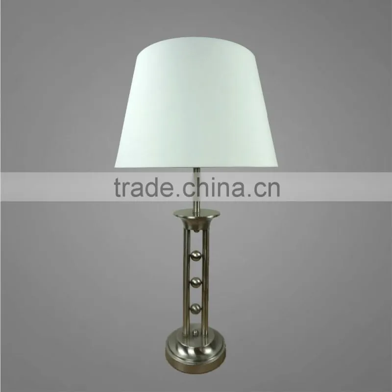 Metal Base And Body In Satin Nickel Finish With Fabric Lampshade Hotel Table Light Bedside Table Lamp Study Table Light