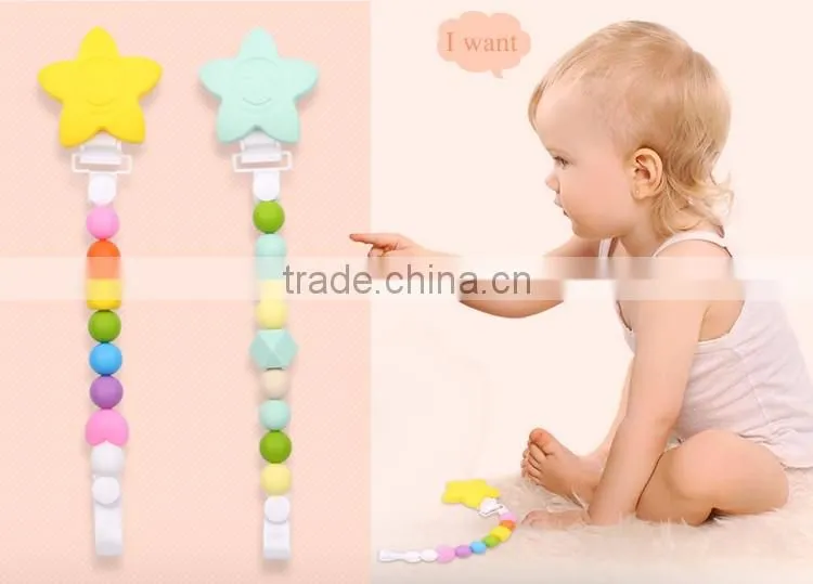 BPA free Silicone Baby Pacifier Clip Chain for Boys and Girls