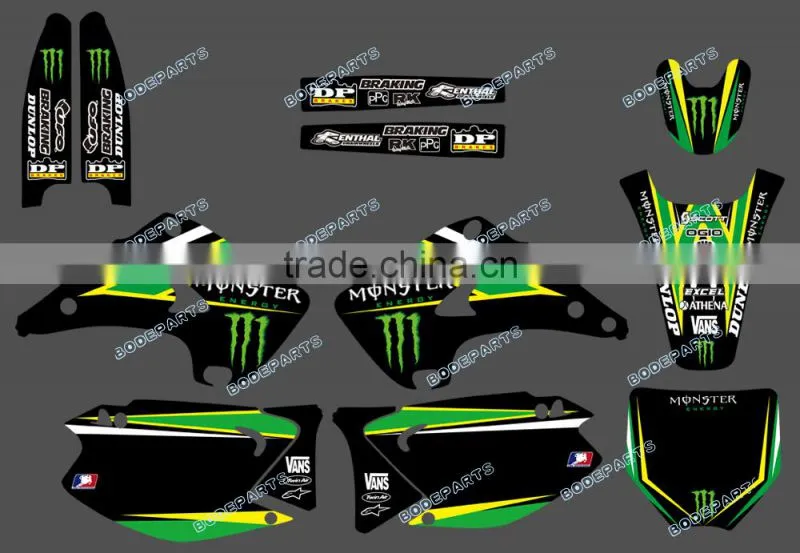 TEAM GRAPHICS & BACKGROUNDS DECALS STICKERS Kits for KAWASAKI KX125 KX250 2003-2005 2006 2007 2008 2009 2010 2011 2012 DST0216
