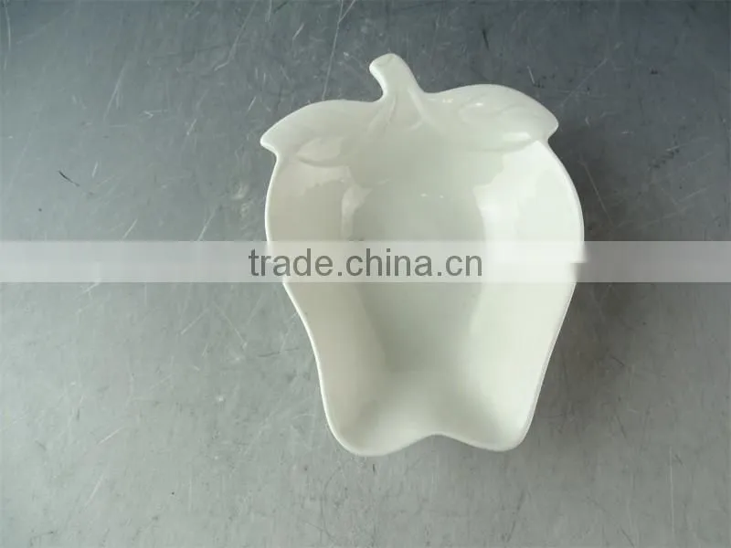 Porcelain white ceramic apple shape dishes / bowls / gift package promotion