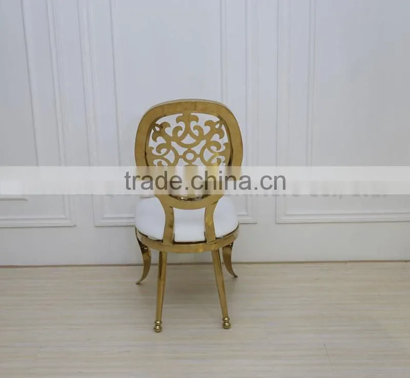 round flower back golden stainless steel wedding chair