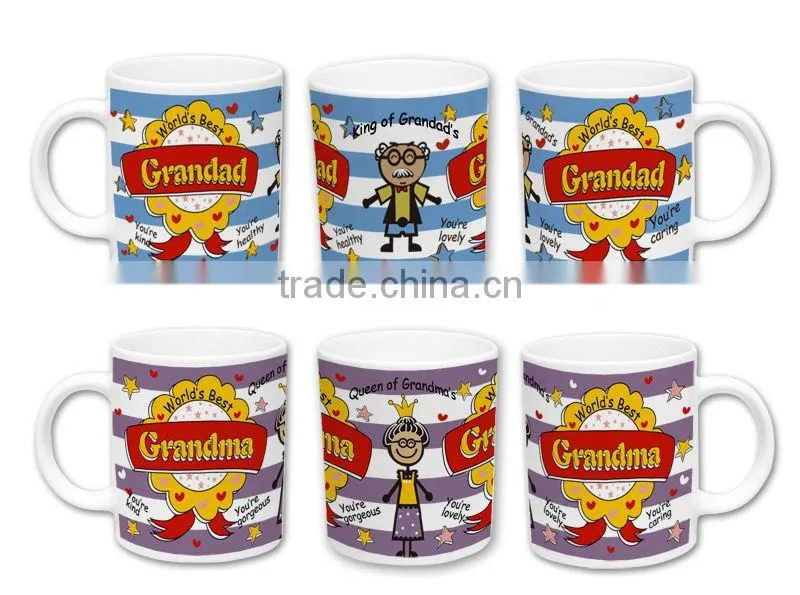 Set of 3 porcelain tea cup set with decal printing