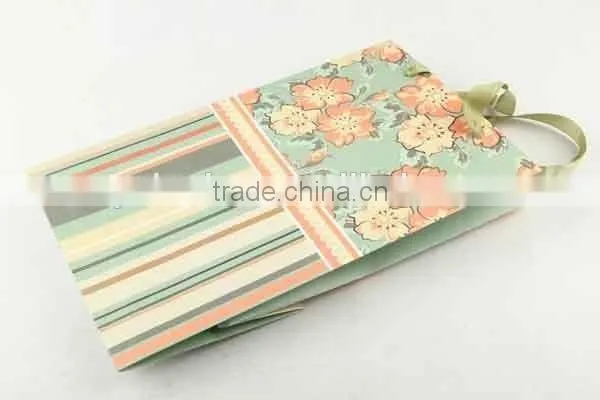 Printed Foldable Gift Bag With Stripe Patterns/ Shopping Paper Bag