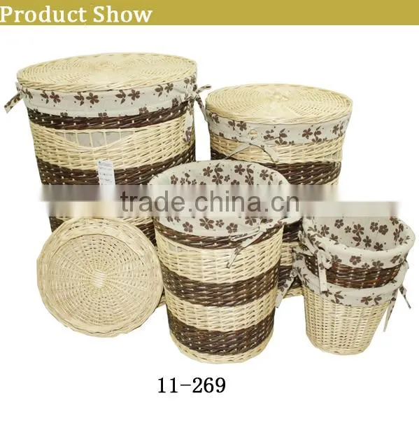 handmade large cheap wholesale wicker baskets with lid fabric lining