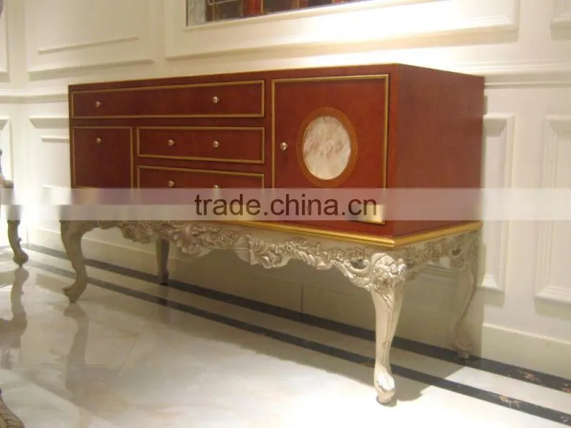 YB66 3.6Meter Luxury Italian Palace Long Dining Table with Golden Dining Chairs