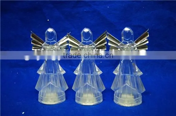 Acrylic transparent angel with LED changing color and sliver wing angel