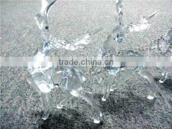 2016 hot sale three acrylic reindeer and sleigh Christmas decoration