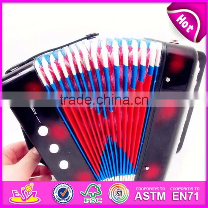 Hot selling kids toy wooden musical button accordion W07K006C