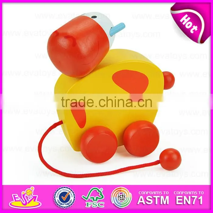 2015 Promotional toy Funny Kids Pull line dog toys,Wooden children pull string toy,High quality wooden pull animal toy W05B100
