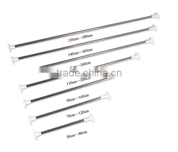 Telescopic straight stainless steel shower curtain rod/curtain rod for bath room