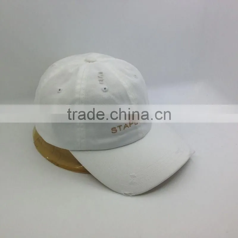 White Unstructured Washed Dad Cap Custom Distressed Hat