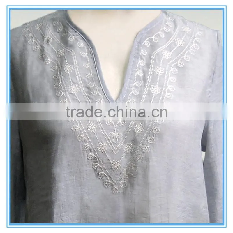 New Design Lady Latest Long Kurti Embroidered V-neck Designs Yada Clothing
