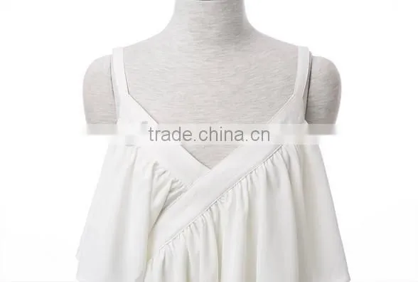 Fashion cascade falbala Halter chiffon tops for women
