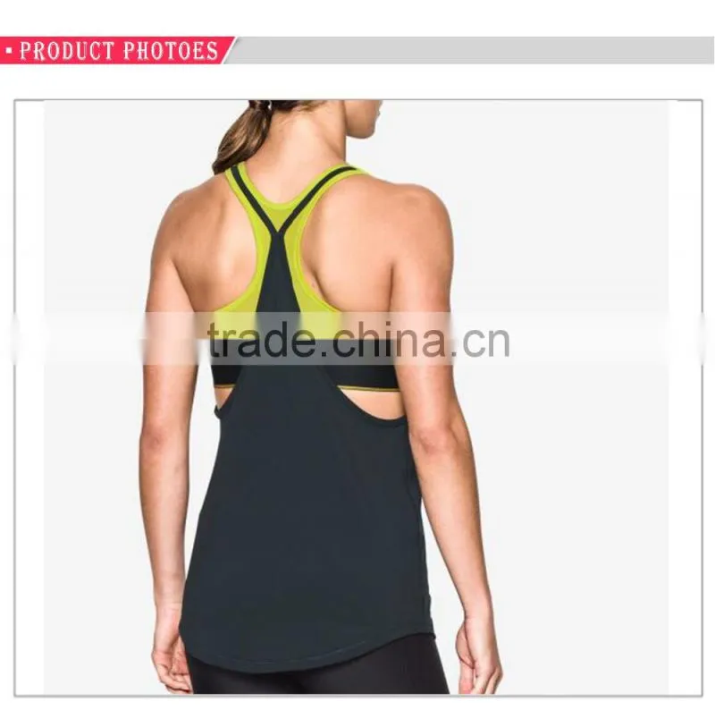 Sport back design mesh custom workout women gym tank top