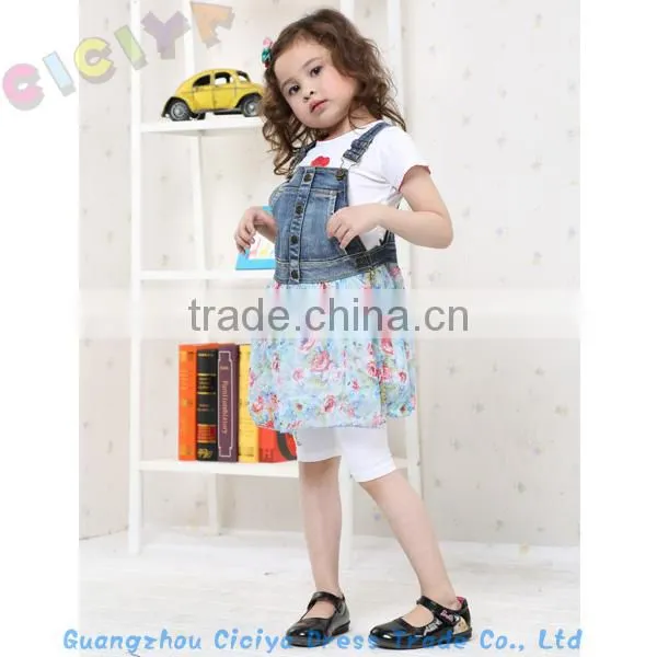2014 Jeans-mixed fashion girl dress 3pcs set in stock flower girl dress