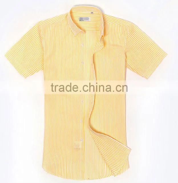 Latest design yellow stripe cotton Italian men casual shirt