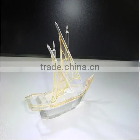 Noble Customized Made Islamic Ramadan Gift Crystal Arab Dhow With Logo