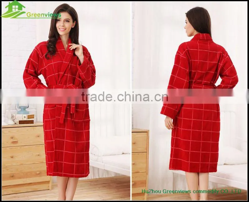Men cotton bathrobe plaid white and black cheap cotton men bathroom robes
