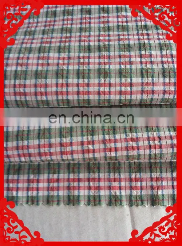 2014 fashion latest new Italy seersucker design pattern green 100% cotton yarn dyed CHEAPEST seersucker check fabric